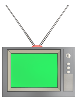 Retro vintage 3D old Television rendering and green screen on monitor png