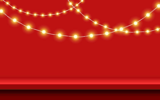 Merry Christmas banner studio table room product display with copy space vector