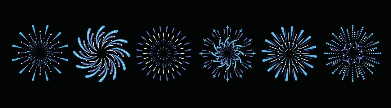 illustration of colorful fireworks Isolated on a black background. vector