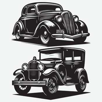 Retro Vintage Car Silhouette Clipart Ideal for Graphic Designers vector