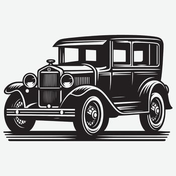 Retro Car Silhouette Illustration Set for Logo and Icon Creation vector
