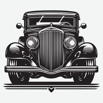 Retro Vintage Car Silhouette Illustration for Nostalgic Logo and Branding vector