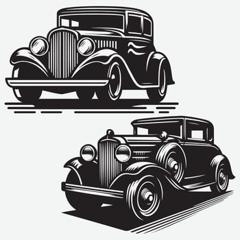 Black Vintage Car Silhouette Clipart for Timeless Graphic Designs vector