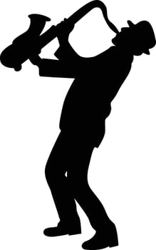 Men Jazz Saxophonist Silhouette with Hat vector