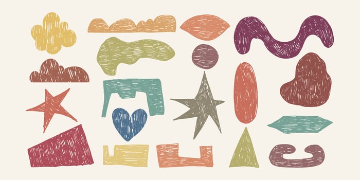 Colorful Abstract Grunge Shapes with Hand Drawn Scribble Texture. Organic doodle elements. Retro design perfect for posters, print, fashion, wallpapers vector