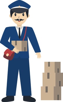 Postman Character Carrying Many Box vector