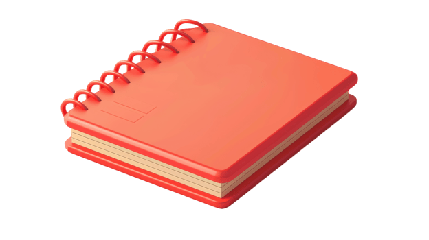 A red notebook with a spiral binding png