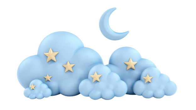 A blue cloud with stars and a moon png