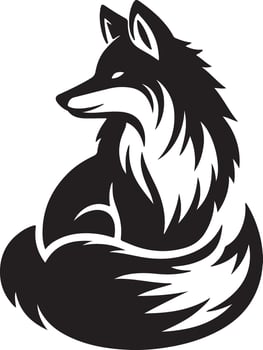 A black and white fox logo vector