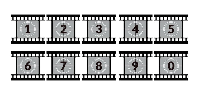 Retro filmstrip countdown cinema set vector