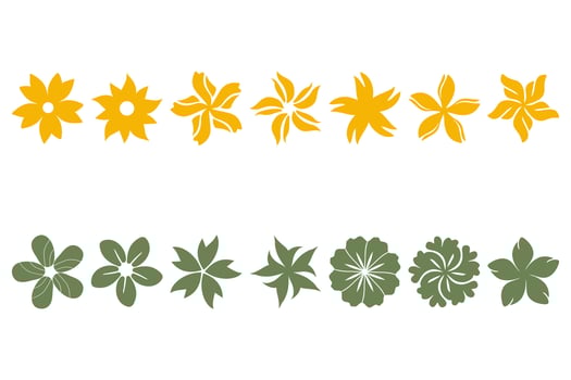 Variety of Botanical flower design icon set vector