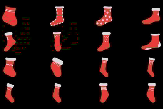 Simple Christmas Stocking Illustration Design Set vector