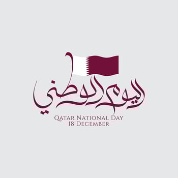 Arabic calligraphy for Qatar national day celebration on December 18th. Ideal for marketing materials, posters, social media posts. vector