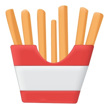 3D French fries on white background vector