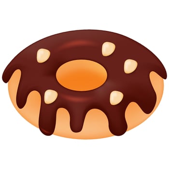 3D Chocolate donut on white background vector