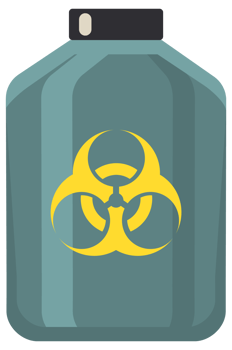 Container with hazard toxic and chemical liquid. Flammable waste, biohazard. illustration png