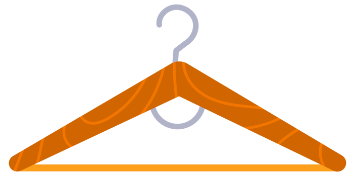 Clothes Hangers. Wooden, plastic and metal wire coat hangers. png