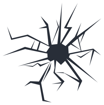 Set of realistic broken glass holes showing damage from impact png
