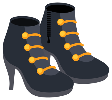Four pairs of women's shoes with high heels, different colors and models, perfect for illustrating fashion concepts. png