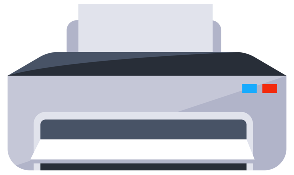 Four different printers are standing on a white background, representing home and office electronic equipment png