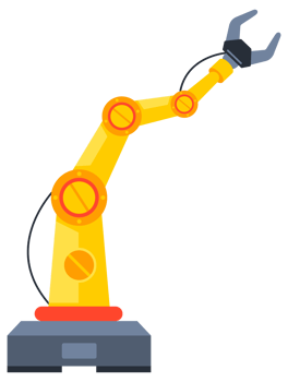 Robotic arms. Manufacturing automation technology. Robot arms or hands. Smart factory industry 4.0. illustration png