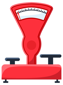Store electronic and mechanical scales for weight measuring. Market or kitchen measuring instrument. illustration png