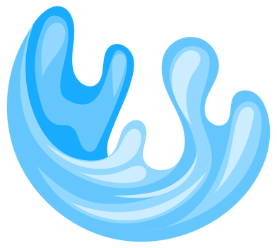 Set of blue water splashes flowing and splashing making different shapes png