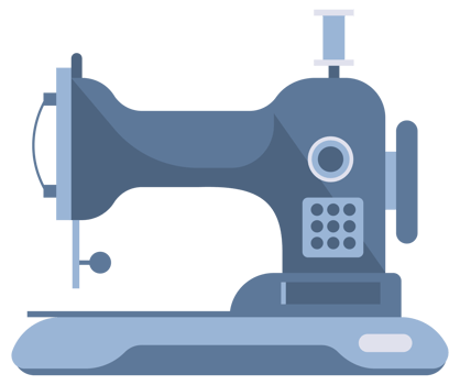 Sewing Machine Set. Mechanical devices for stitching fabric. Fashion pin craft needlework png