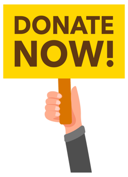 People holding donation signs asking to donate now png