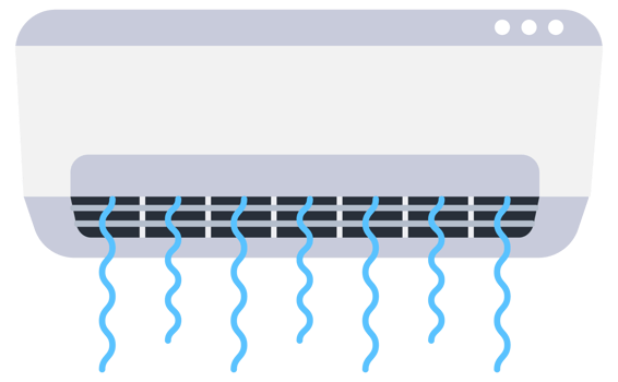 Air conditioner System. Faster Cooling. Device for monitoring the room temperature. illustration png