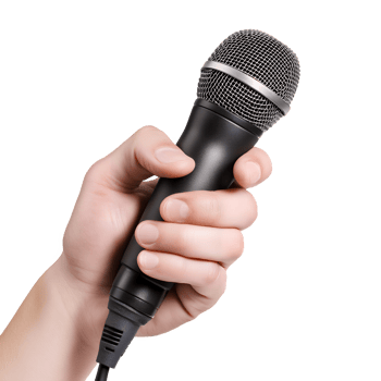 Hand Holding a Microphone on Transparent Background png