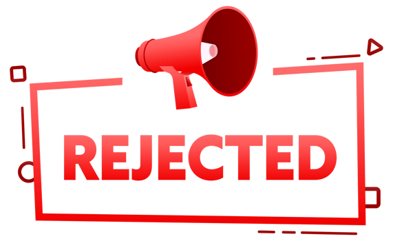 Megaphone with Approved and Rejected speech bubble banner. Promotion and advertising label. stock illustration png