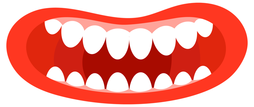 Monster mouth with tongue and teeth. Scary and funny mouth png