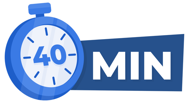 40 Minute Countdown Timer Icon Blue Stopwatch for Time Management and Productivity Concept png