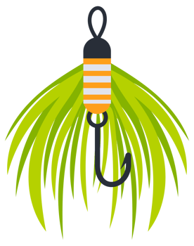 Different types and shapes of fishing lures with sharp hooks, for catching fish in freshwater or saltwater png