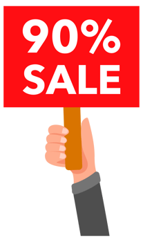 Hands holding ninety percent sale signs with different backgrounds png