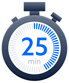 25 min timer and Stopwatch icons. Countdown symbol. Kitchen timer icon. illustration png