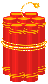 Dynamite with burning fuse set. Detonating device TNT, bomb. illustration png