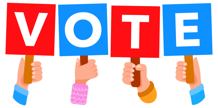 People holding vote cards making important decision on white background png