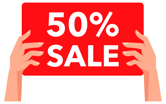 People are holding red sale signs in their hands png