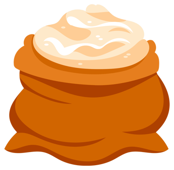 Flour in Scoop and wheat ears set. Bread and harvest agricultural. Powder farm harvest. png