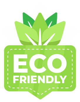 Green badge with leaf design promoting eco-friendly products and sustainable practices png