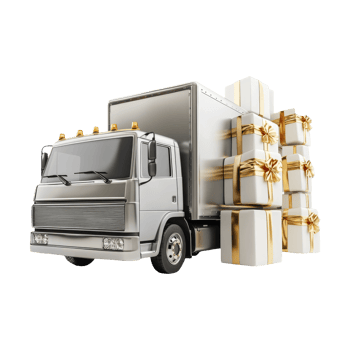 Delivery Truck with Gifts on Transparent Background png