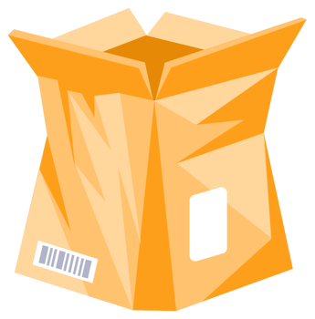 Cardboard boxes in different states showing delivery process. png