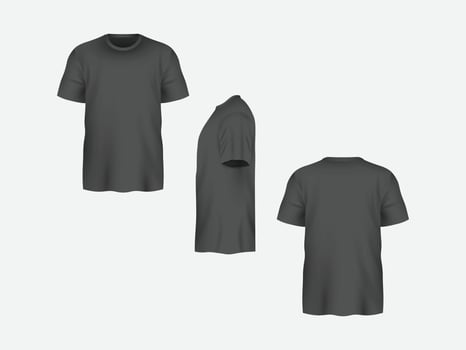 Blank t-shirt mockup template front and back side isolated on grey background vector