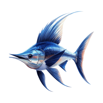 Vibrant Blue Fish Illustration on Transparent Background png