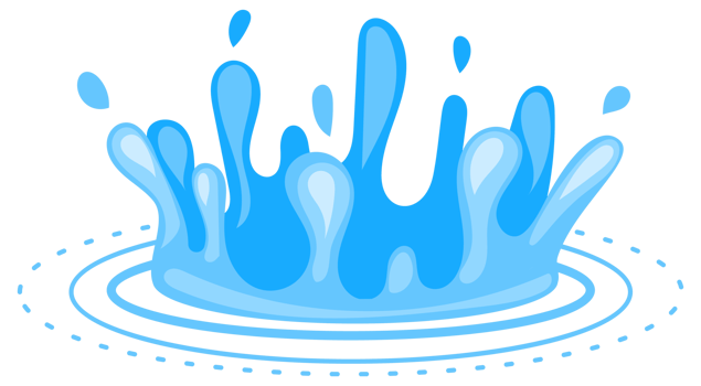 Set of blue water splashes flowing and splashing making different shapes png