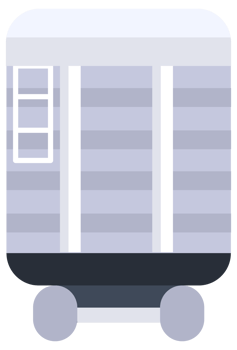 Different types of train cars, showing both front and side views, for transportation and logistics concepts png