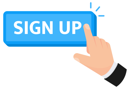 Sign up button with hand clicking. Web button. Sign in Finger Pressing. illustration. png