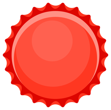 Set of red bottle caps showing different positions, opened and closed, top view and perspective png